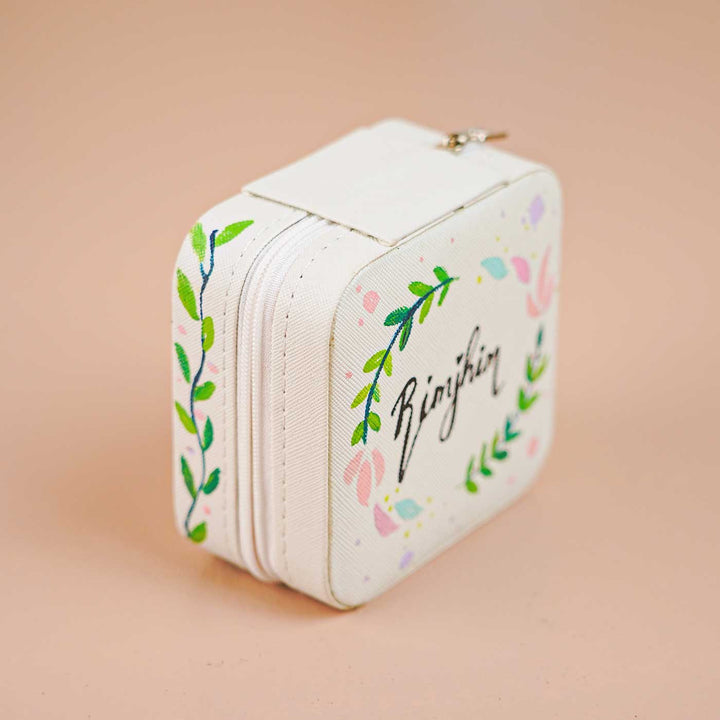Personalized Handmade Leafy Theme Leather Jewellery Box