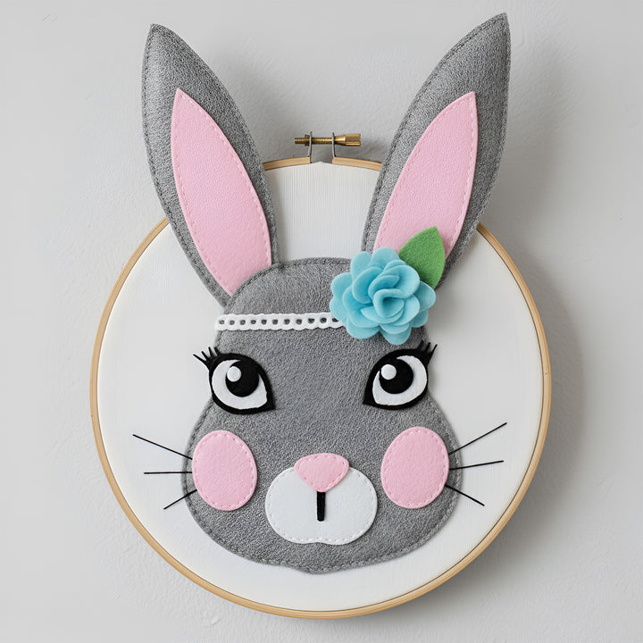 Handmade Bunny Theme Felt Wall Hoop