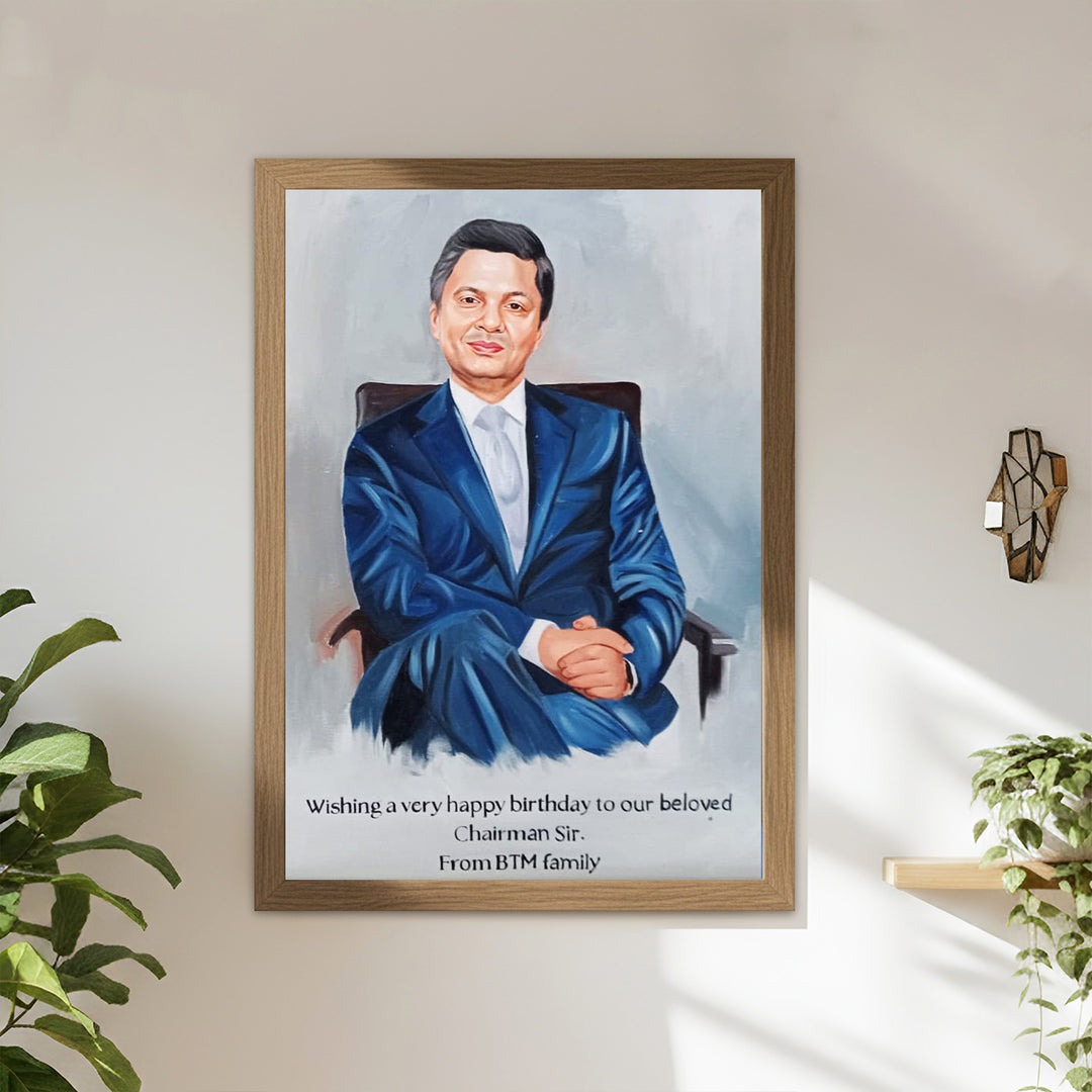 Photo Personalized Hand Painted Portrait With Premium Wooden Frame