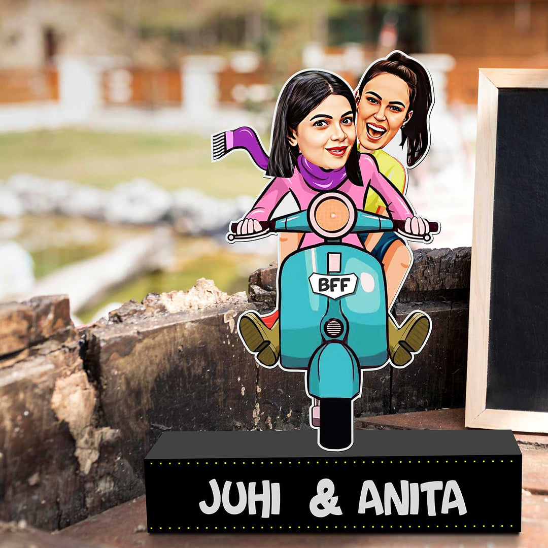 Photo Personalized Printed Bff Theme Acrylic Caricature Cutout With Stand