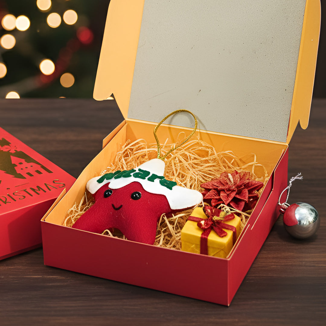 Personalized Christmas Gift Hamper | Includes 1 Ornament, 1 Gift Box Candle, 1 Floral Candle