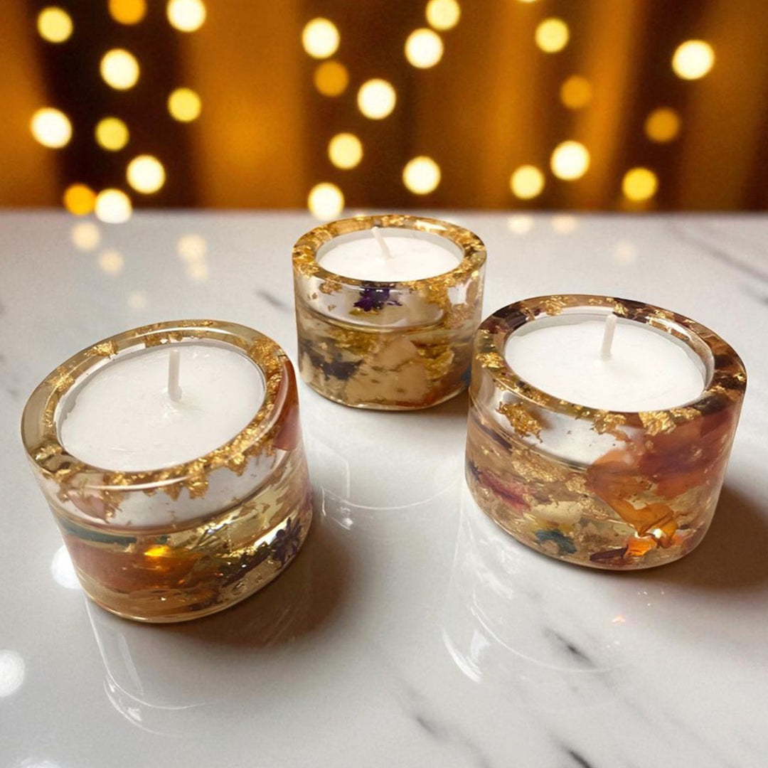 Handmade Cylindrical Resin Tealight Holder