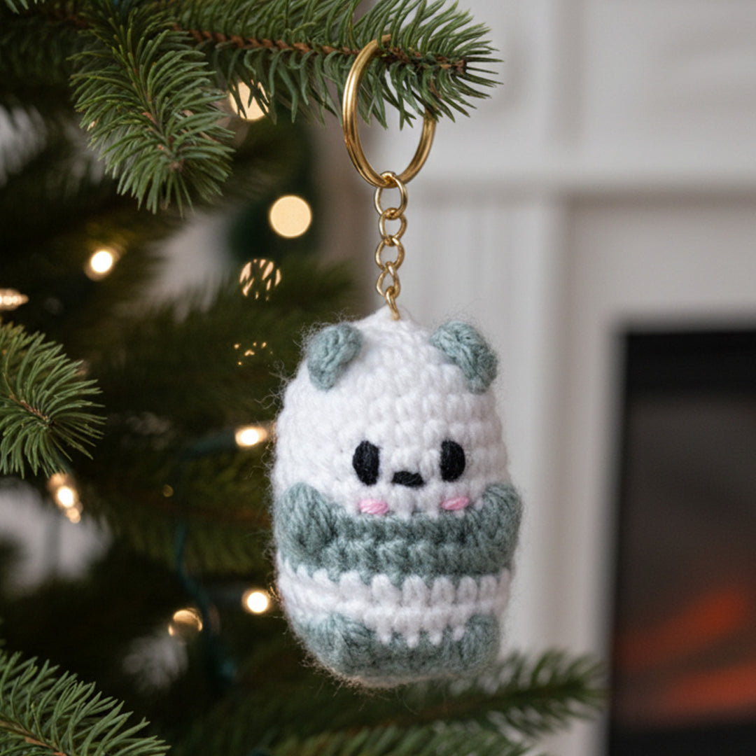 Handmade Crochet Panda Ornament For Christmas Decoration
