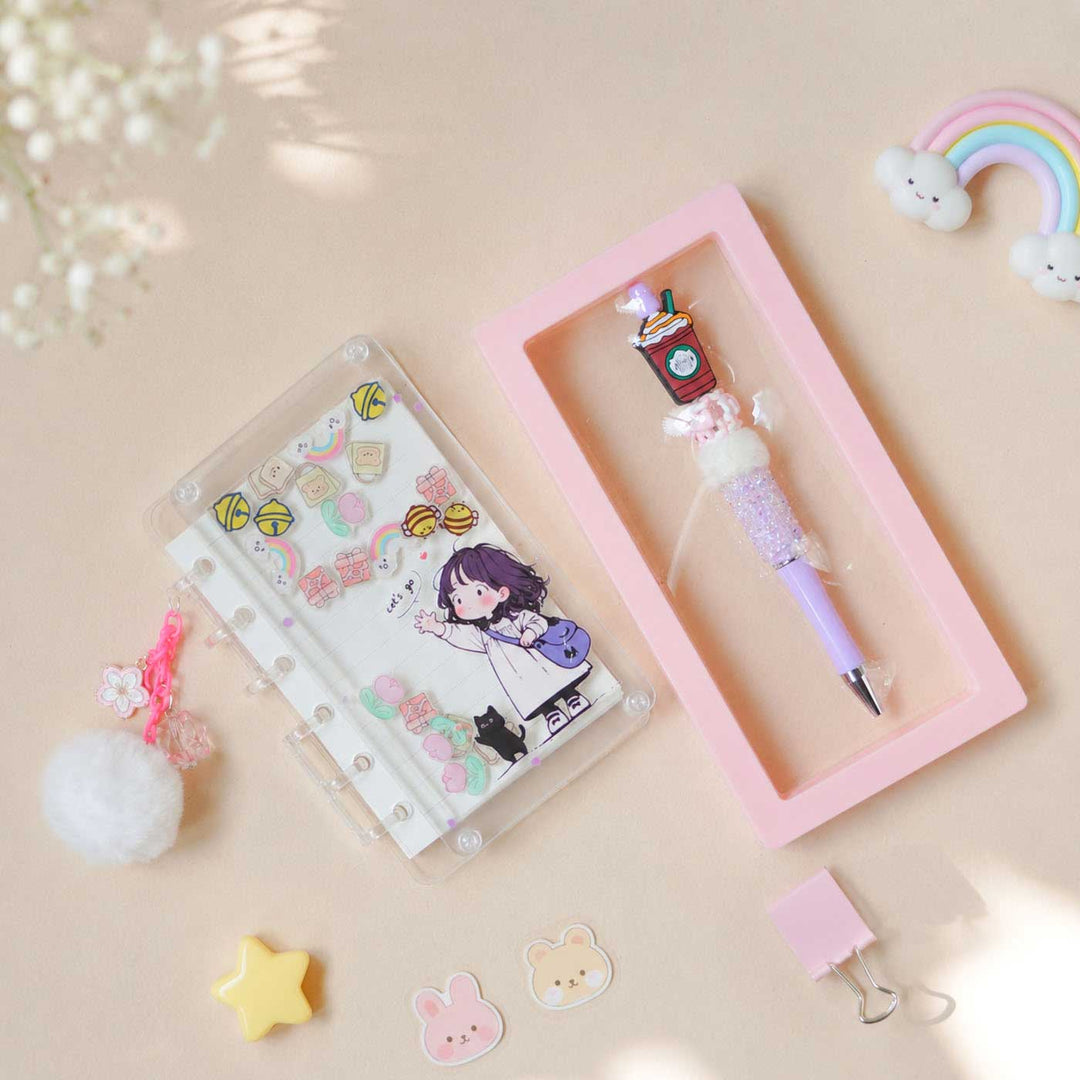 "Pastel Girl" Themed Diary & Pen Stationery Set For Kids