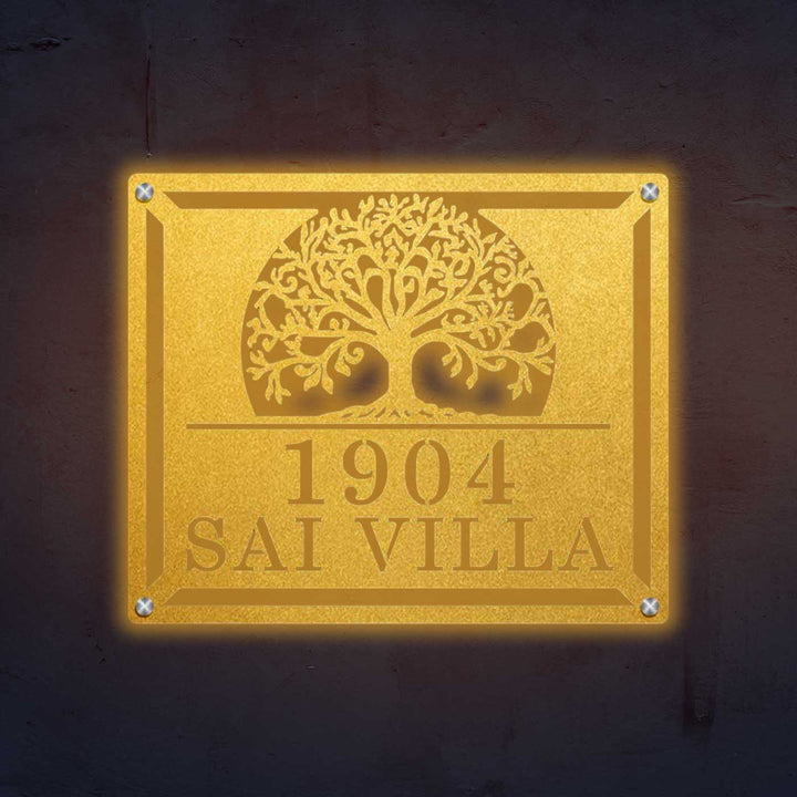 Personalized Laser Cut Tree of Life Theme Steel Name Plate