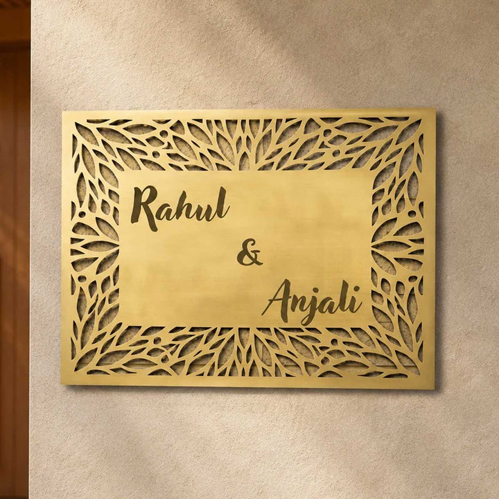 "Elite Couple" Personalized Weatherproof Stainless Steel Name Plate With Border Design For Couples