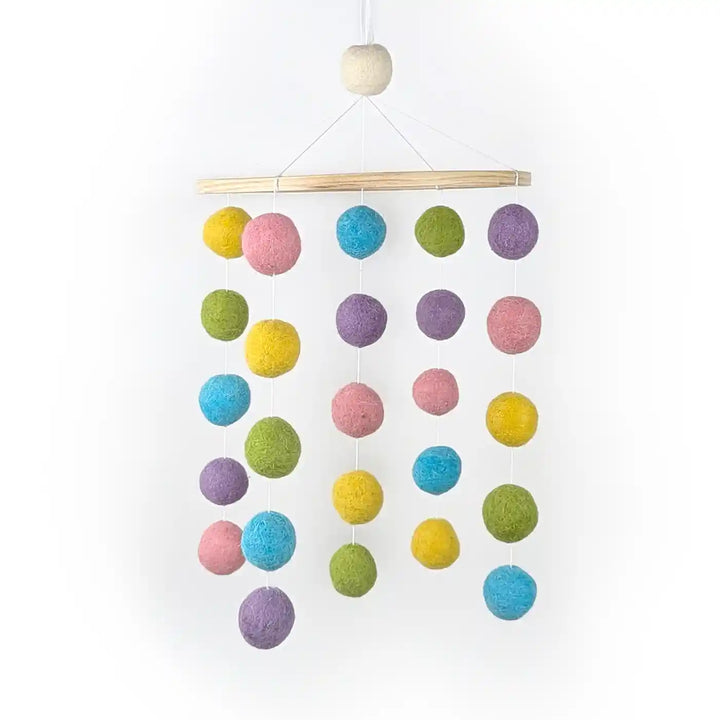 Handmade Pastel Pom Pom Felt Cot Mobile