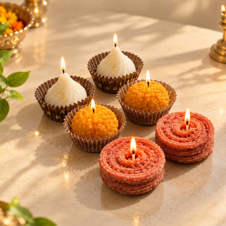 6 pc | Handmade Mithai Soy Wax Candle Gift Box