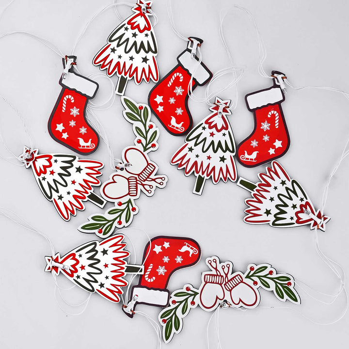 Decorative Pine Wood Christmas Tree & Gloves Fairy Light