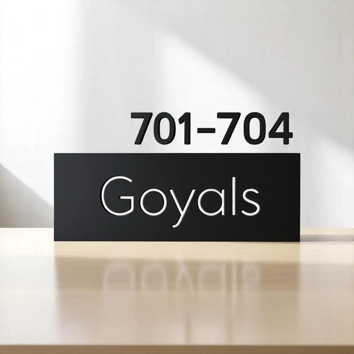 Personalized Black Minimal Metal Name Plate