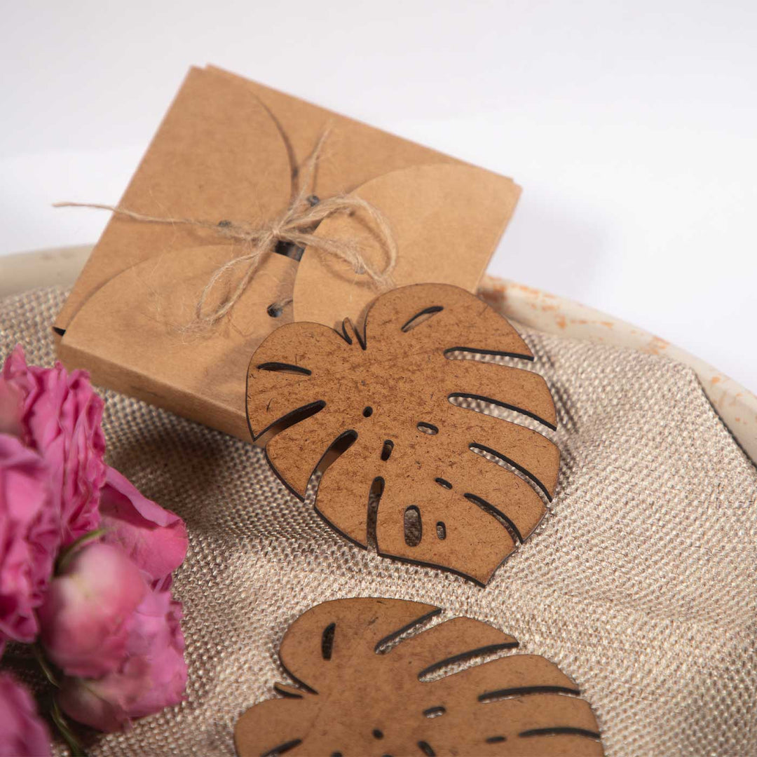 Monstera Leaf MDF Laser-Cut Tropical Chic Coaster Set  | Set of 6