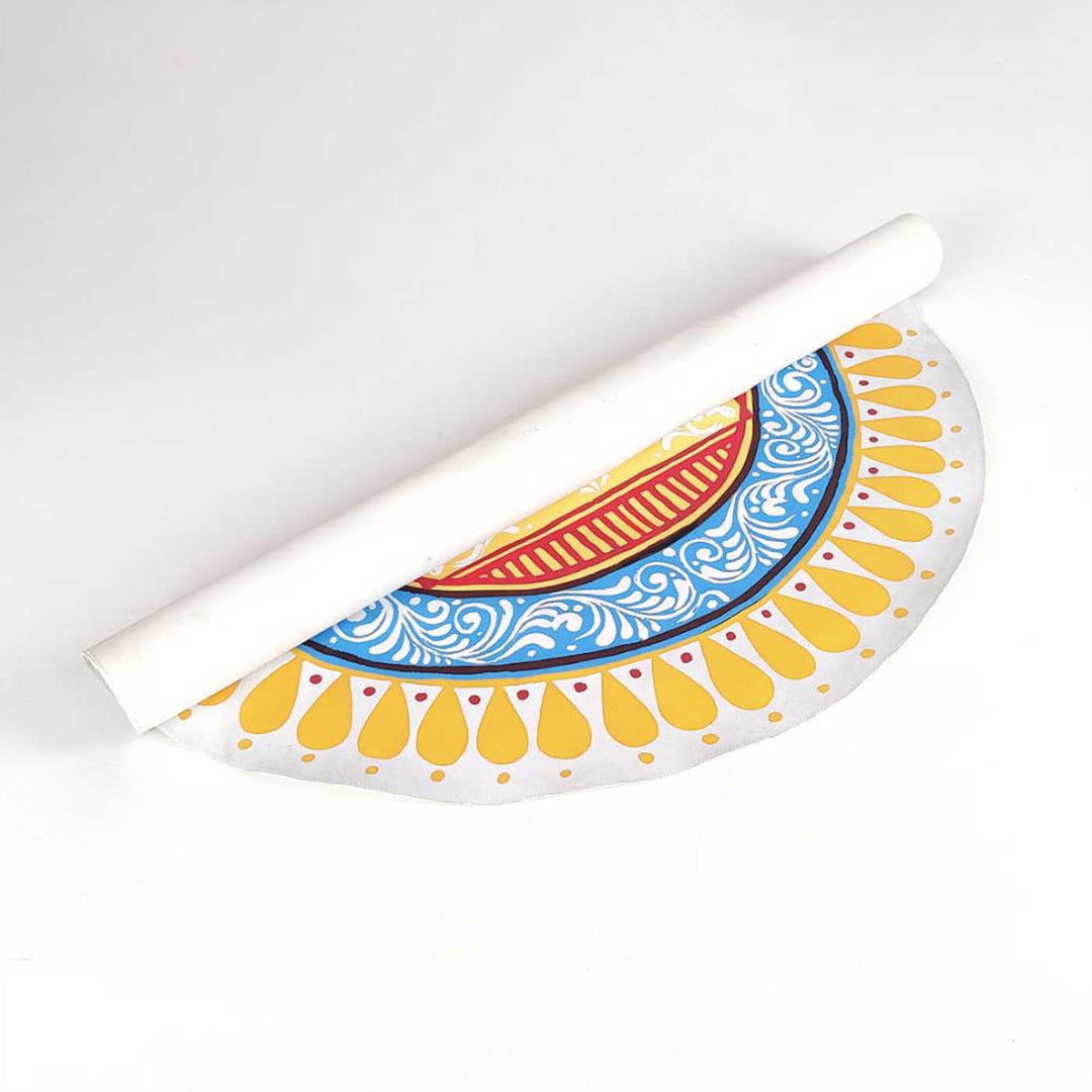 24 x 24 Inch | Hand-Painted Saanjh Circle Canvas Reusable Rangoli Mat
