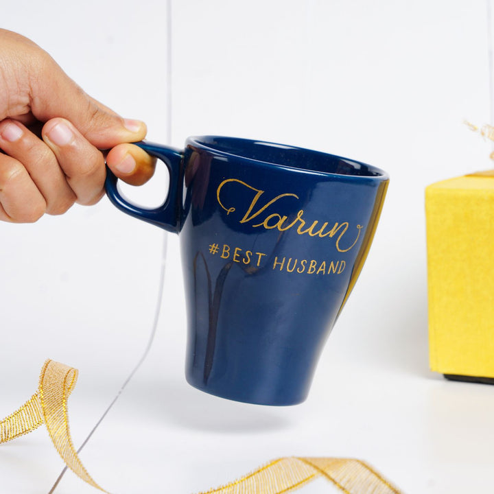 Personalized Coffee Mug with Calligraphy Lettering for Husband