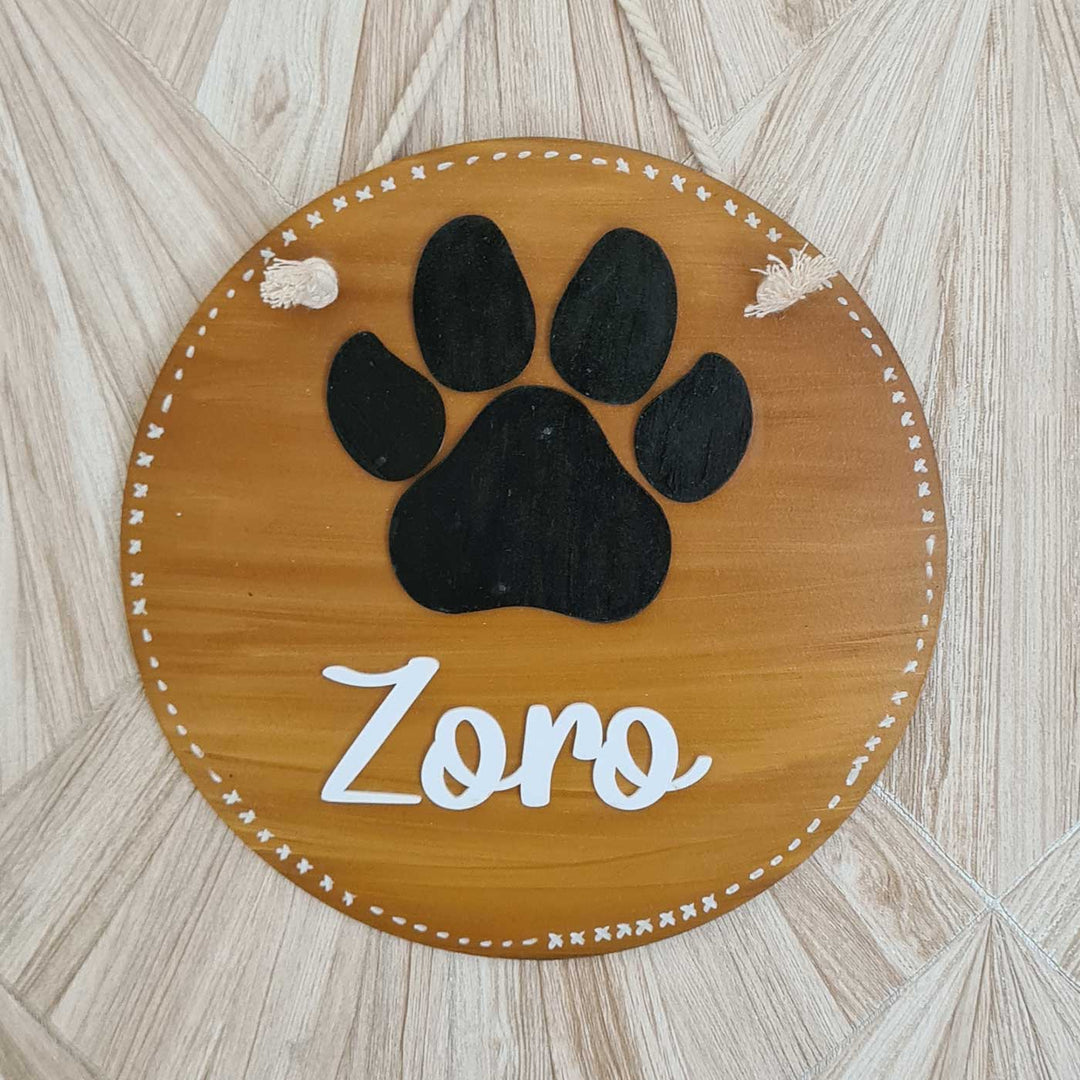 Personalized Paw Print Theme MDF Wood Name Plate For Pets