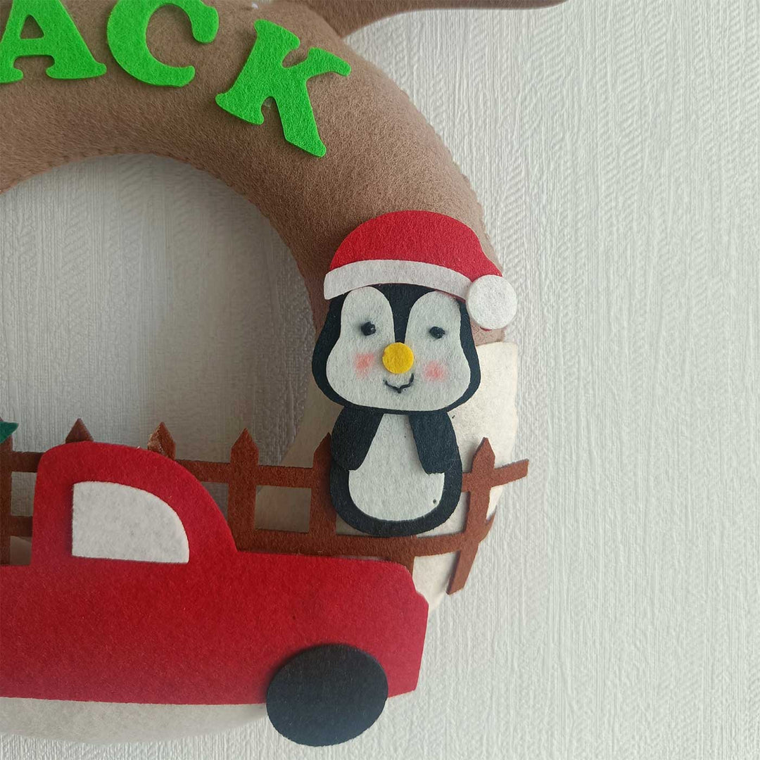 Personalized Handmade Magic Of Christmas Wreath Name Hanging