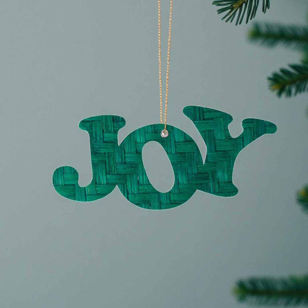 Handmade Bamboo Joy Hanging Christmas Ornaments
