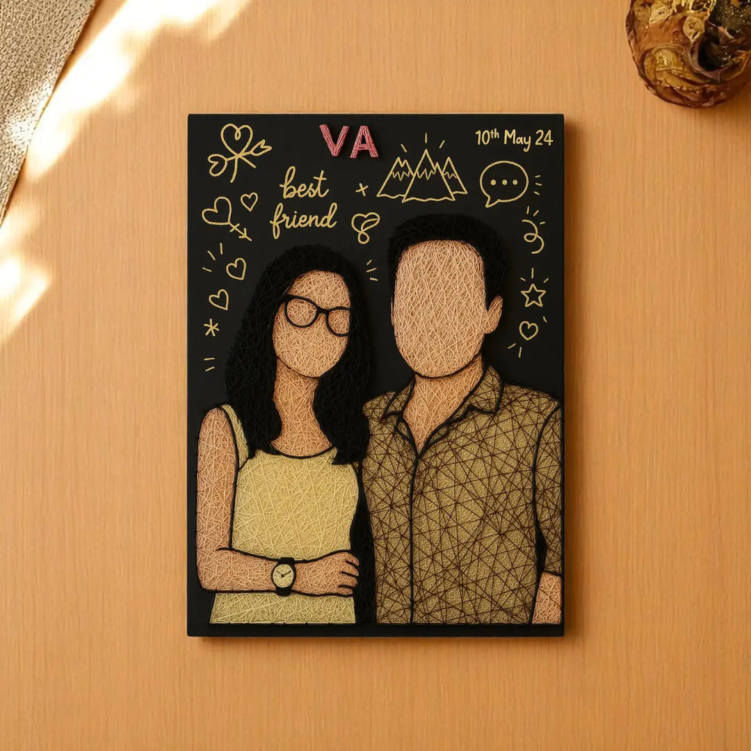Photo Personalized Handmade String Art Besties Theme Mdf Wood Decorative Plaque
