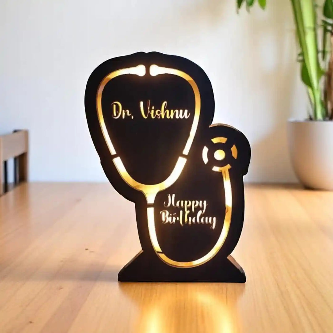 Personalized Doctor Theme MDF Wood Table Lamp
