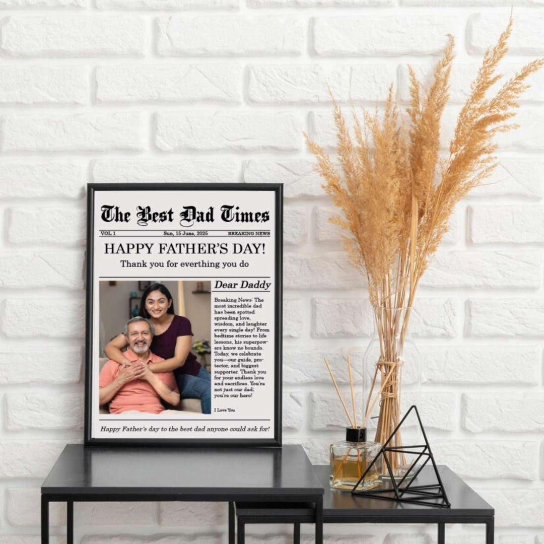 Photo Personalized Handmade Newspaper Theme MDF Wood Decorative Plaque For Fathers
