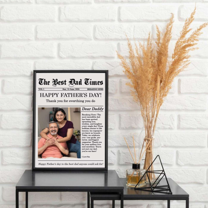 Photo Personalized Handmade Newspaper Theme MDF Wood Decorative Plaque For Fathers