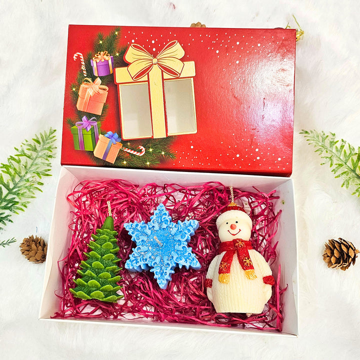 3 pc | Handmade Christmas Tree, Snowman & Snowflake Shaped Soy Wax Candles