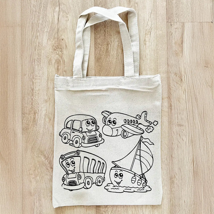 DIY Colour It Yourself Vehicles Cotton Kids Tote Bag