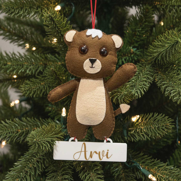 Personalized Handmade Felt Baby Bear Christmas Ornament