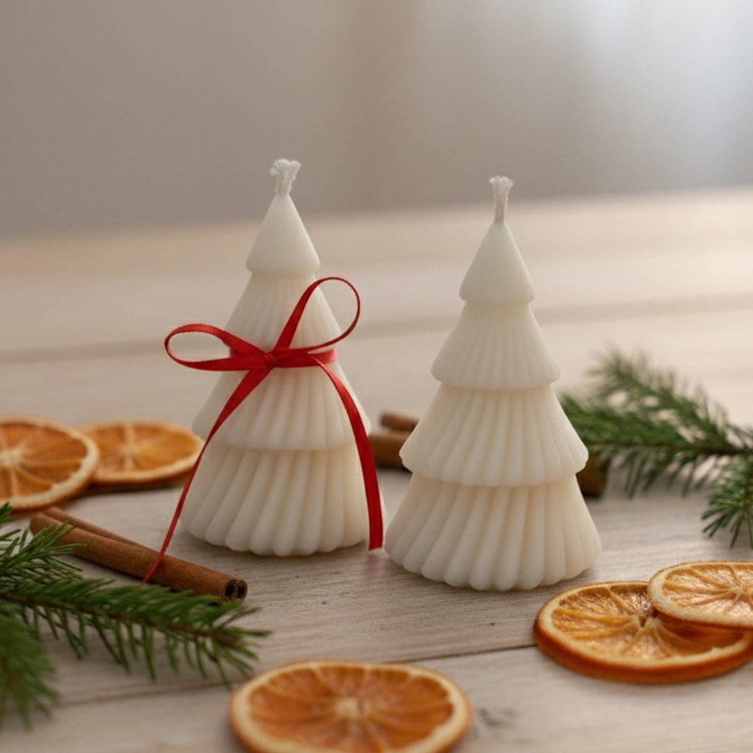 2 Pc | Handmade Tiered Christmas Tree Soy Wax Candles
