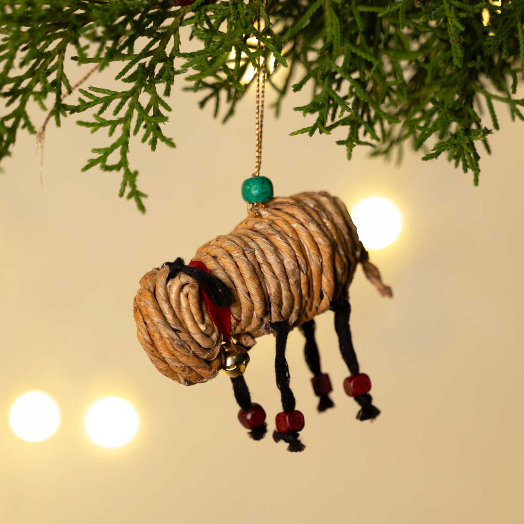 Handmade Banana Rope Sheep Hanging Christmas Ornaments