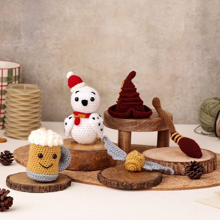 5 Pc | Handmade Hogwarts Crochet Ornaments For Christmas Tree Decoration