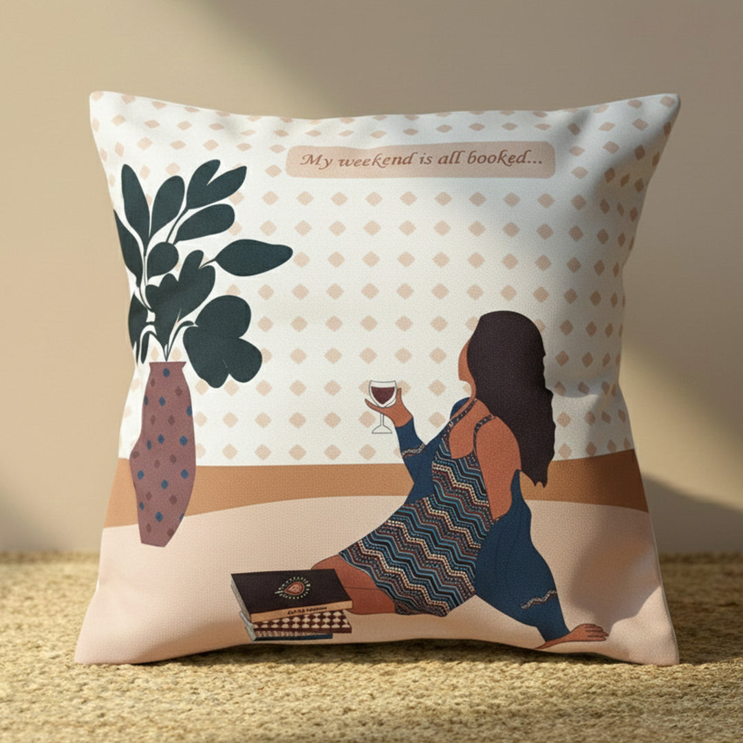 16 Inch | Printed Booklover's Retreat Theme Cushion Cover