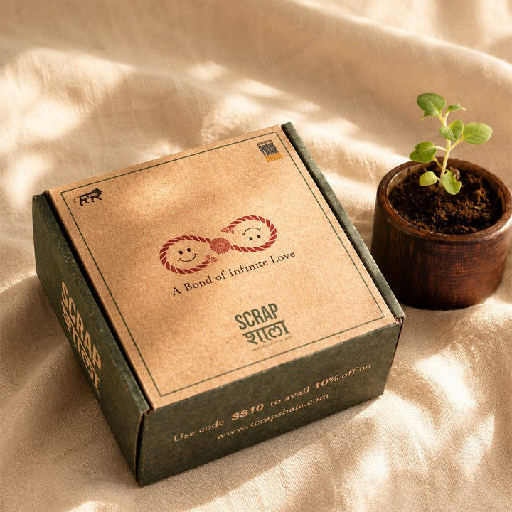 Plantable Akkad-Bakkad Seed Rakhi Set With Wooden Planter & Roli-Chawal For Brother | Set of 2