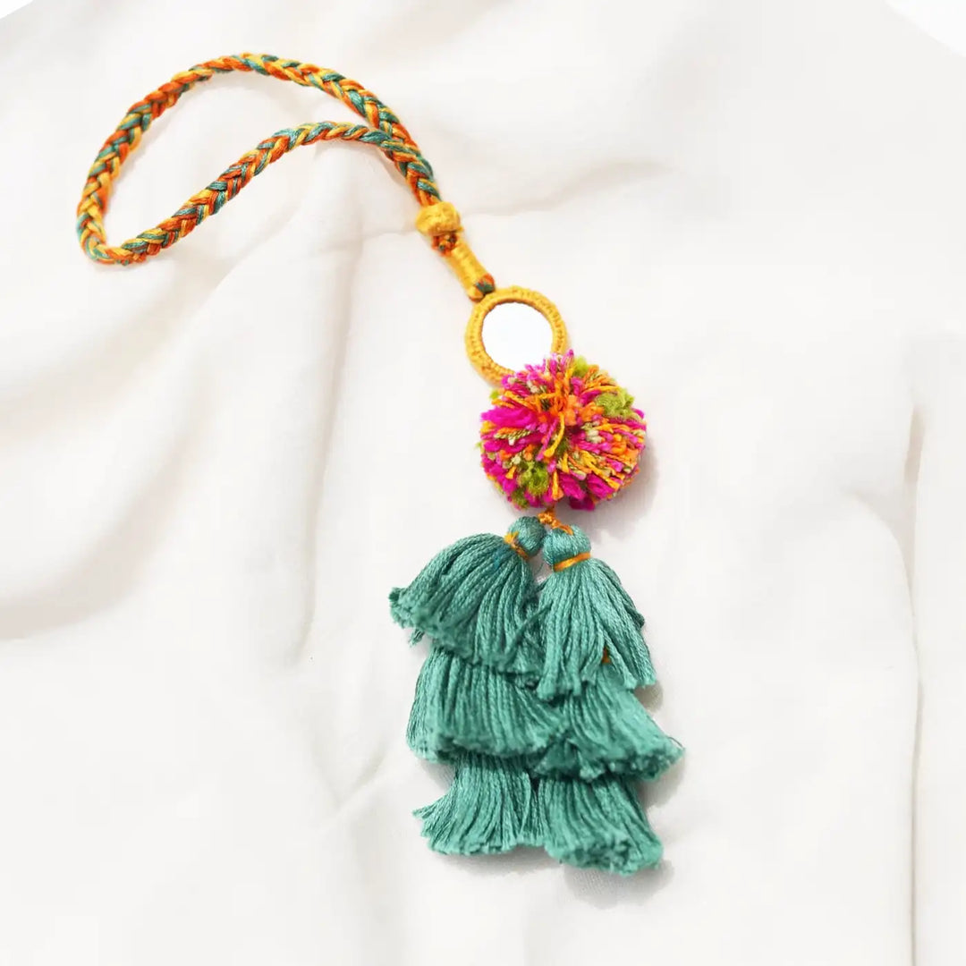 1 pc Lumba + Brass Thali Set | Premium Pyar Ka Rang Tassels Lumba with Roli Chawal