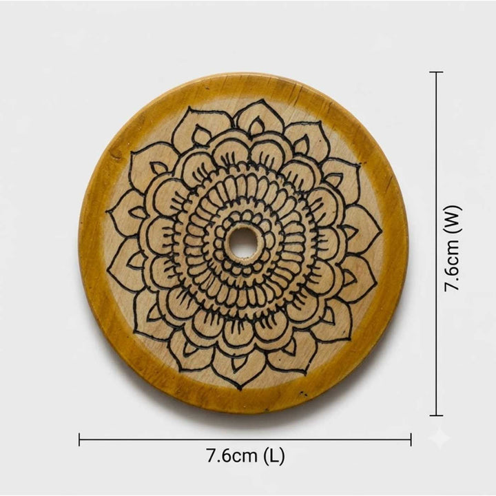 Set Of 4 | Hand-Painted Channapatna Wooden Coasters With Base Stand For Coffee Table & Home Hosting