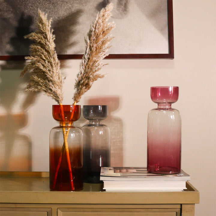 Handmade Haze Brown Grande Tinted Glass Vase | 11.8 inch