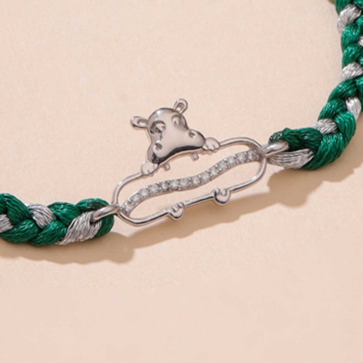 Handmade Hippo Design Silver Rakhi For Brother - Close-up on Hippo Charm