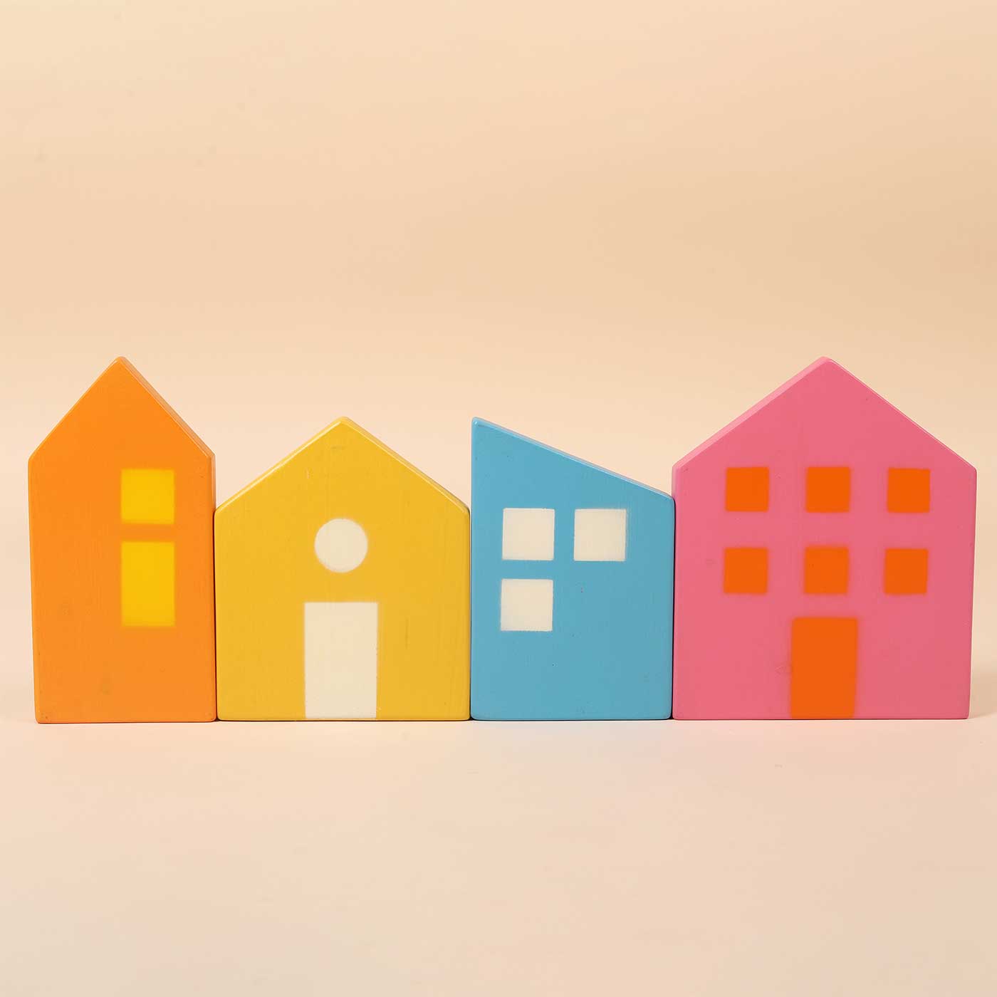 Buy Multicolour Wooden Toy Houses | Set Of 4 Online On Zwende