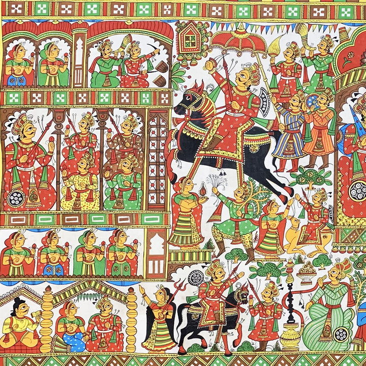 28 X 48 Inch | Story of Pabuji Paper Phad Painting