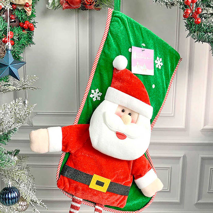 Handmade Velvet Glitter Santa Woolen Stockings For Christmas Decoration