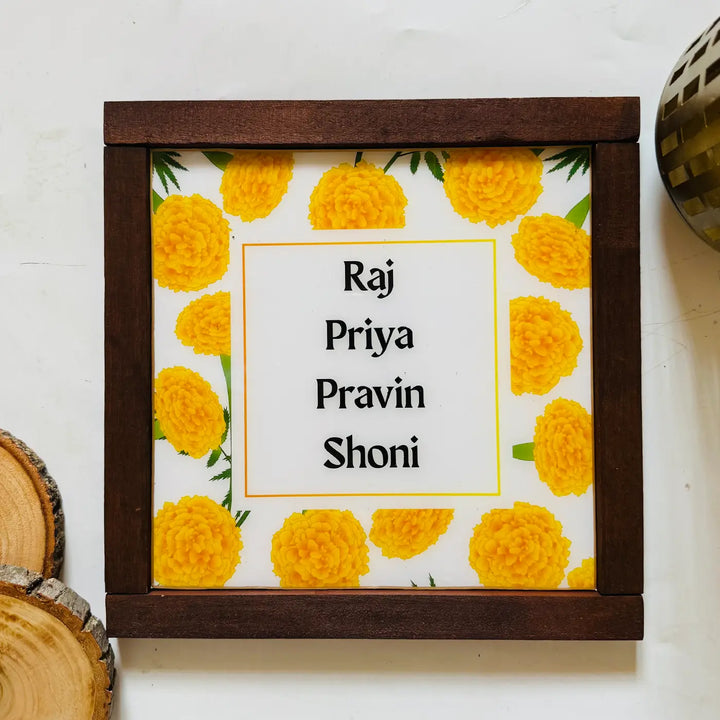 Personalized Marigold Theme Resin Name Plate