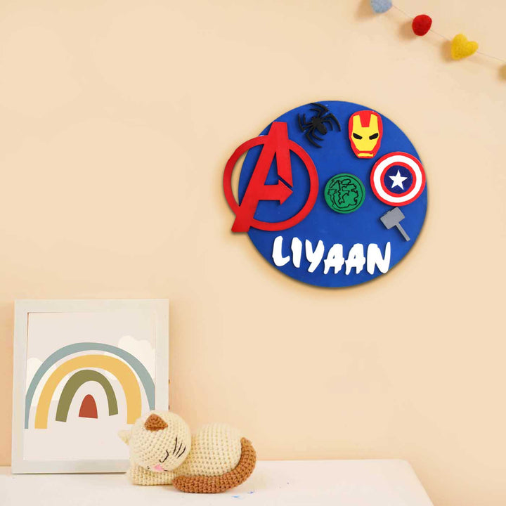 Personalized Hand-Painted Avengers Mdf Wood Kids Name Plate