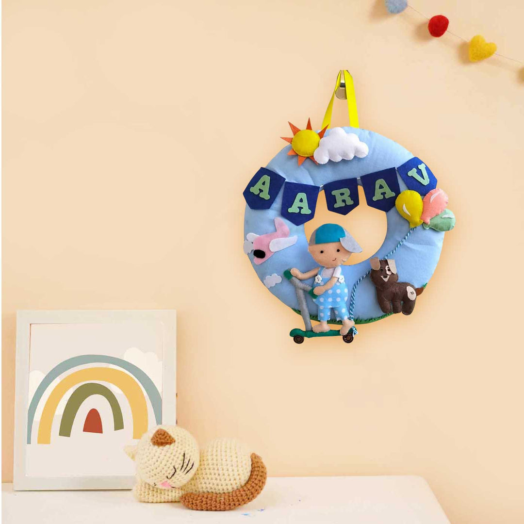 Personalized Scooter Theme Felt Kids Name Plate