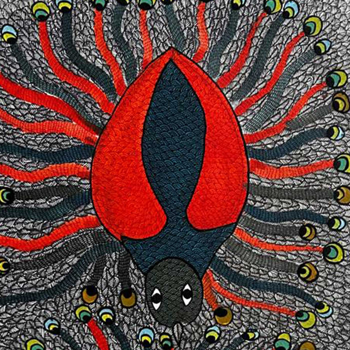 15 x 22 Inch | Two Peacock | Original Hand Painted Tribal Gond Art Painting | Acrylic Paints On Paper