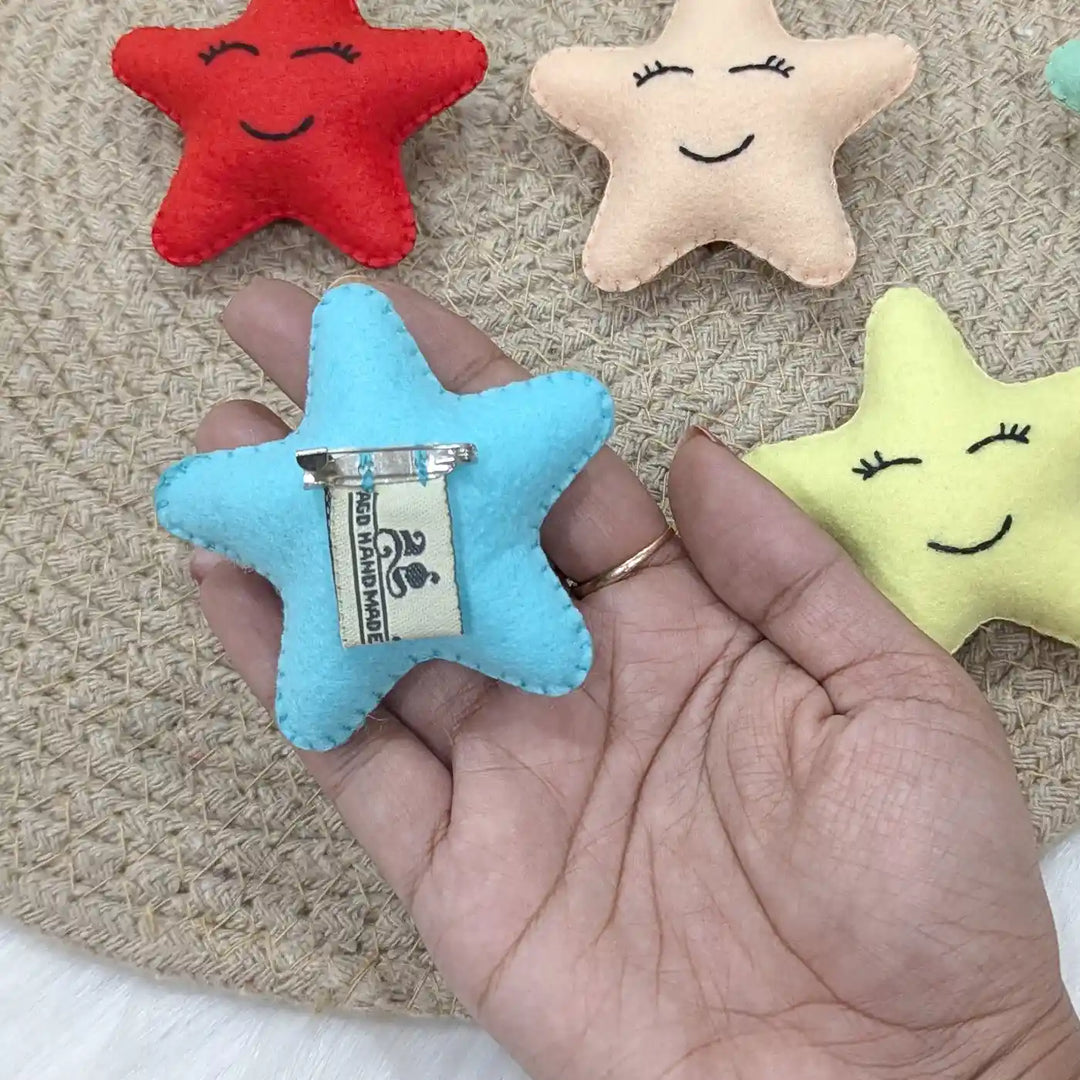 Handmade Smiley Star Theme Felt Brooches | Set Of 10