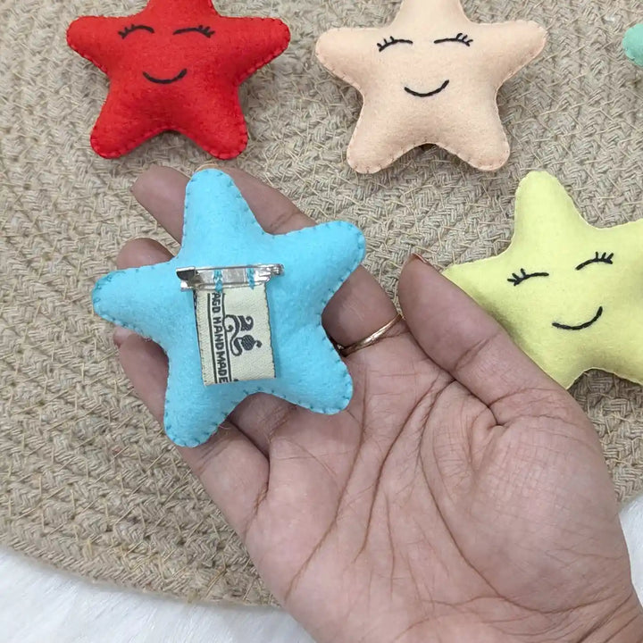 Handmade Smiley Star Theme Felt Brooches | Set Of 10