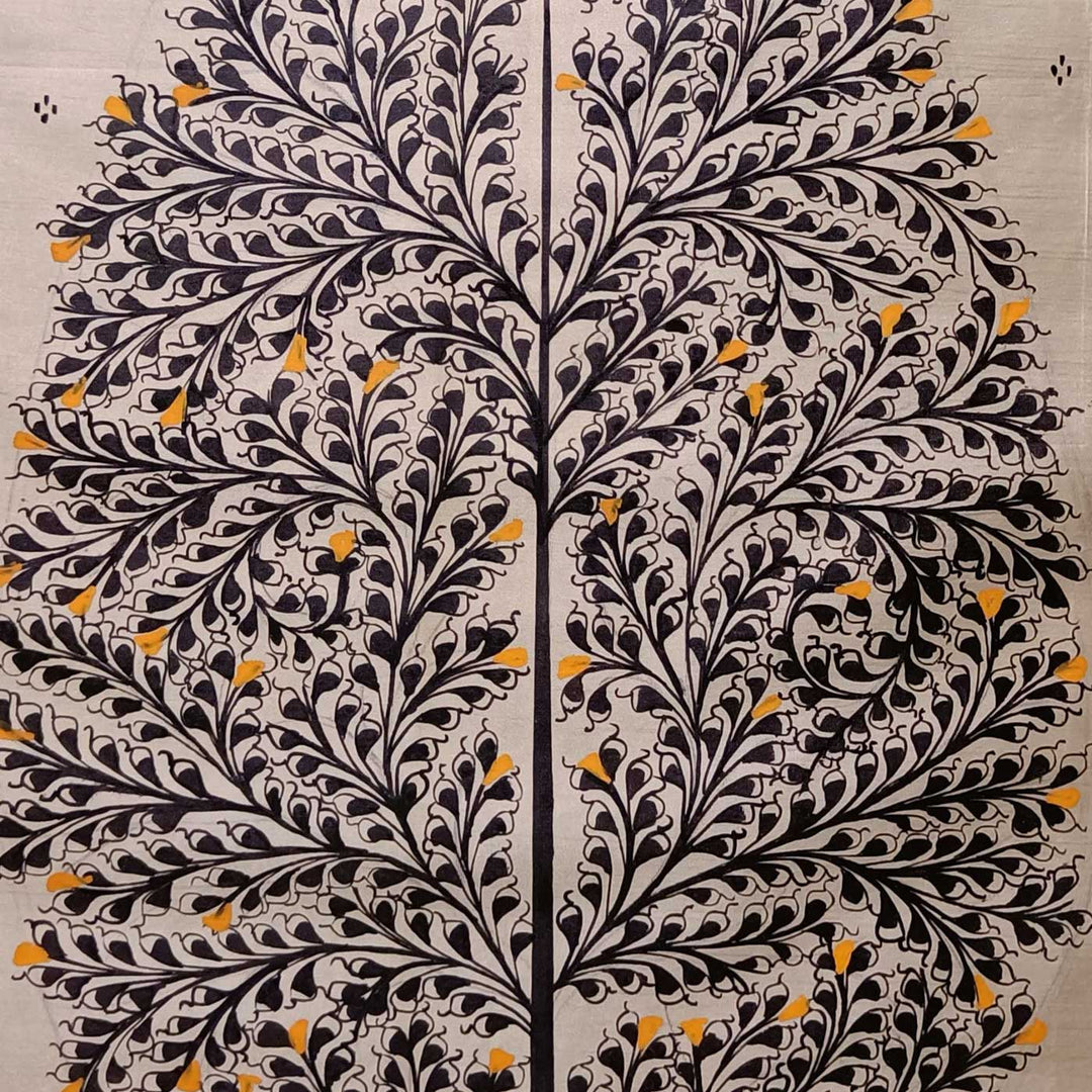 11 X 19 Inch | Handmade Tussar Silk Tree Of Life Painting
