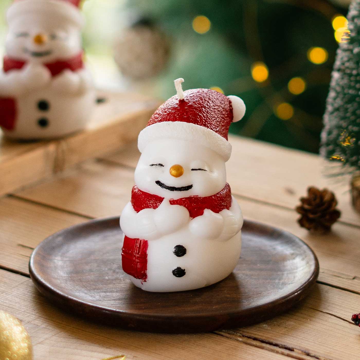 Buy Handmade Snowman Wax Candle For Christmas Decoration | Set Of