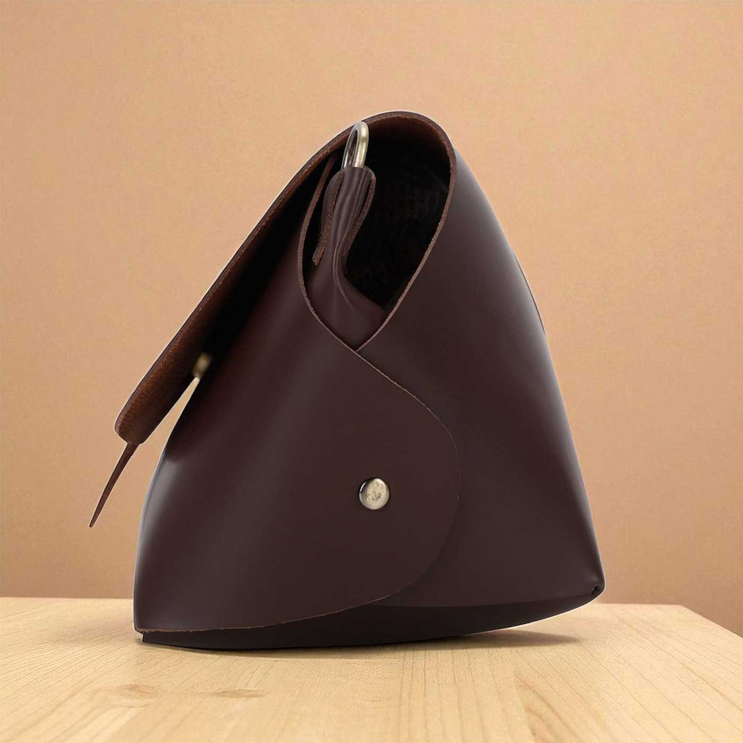Handmade Solid Brown Color Rexine Sling Bag