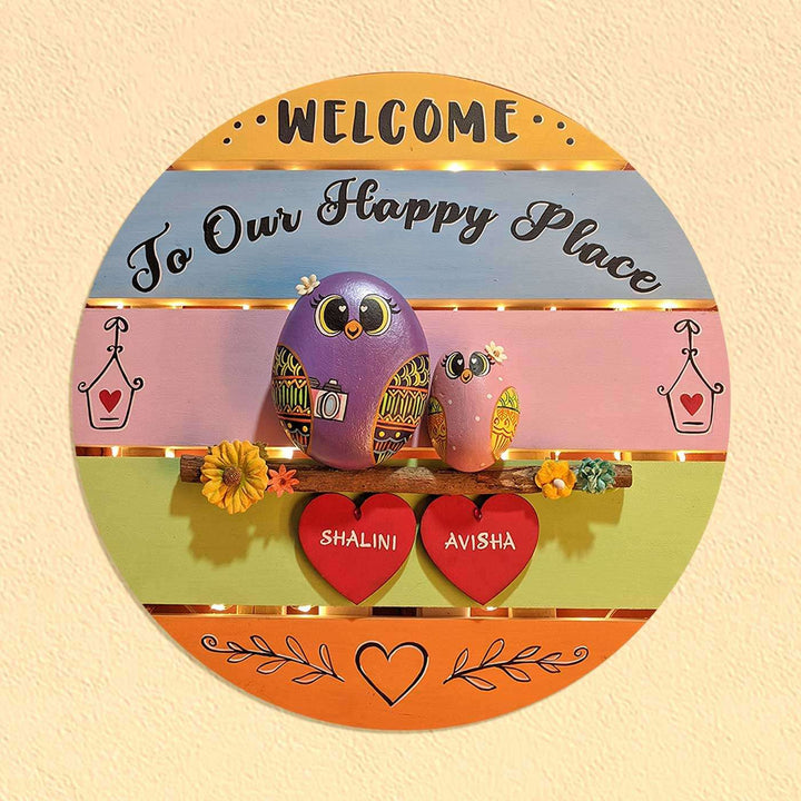 Personalized Hand-Painted Pebble Art Love For Mom Wooden Decorative Plaque