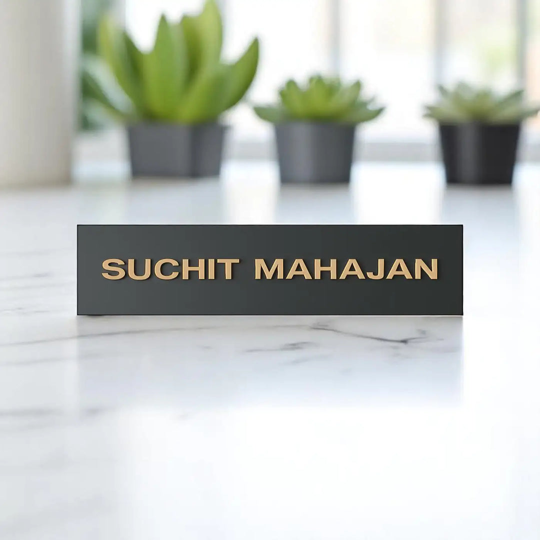 Personalized Minimal Design Black Metal Name Plate